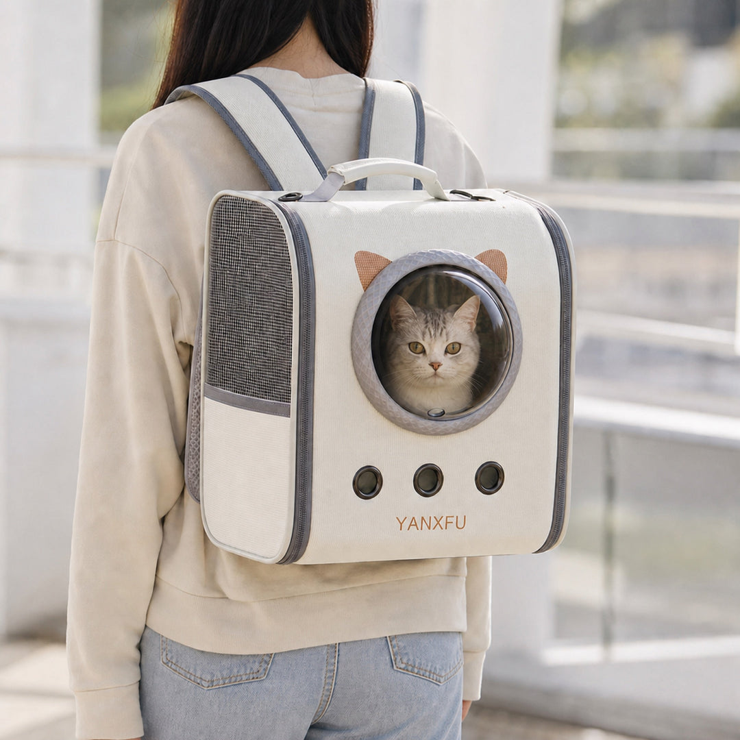 Spacious Pet Carrier Backpack | Oxford Fabric Dog & Cat Travel Bag | Foldable Design