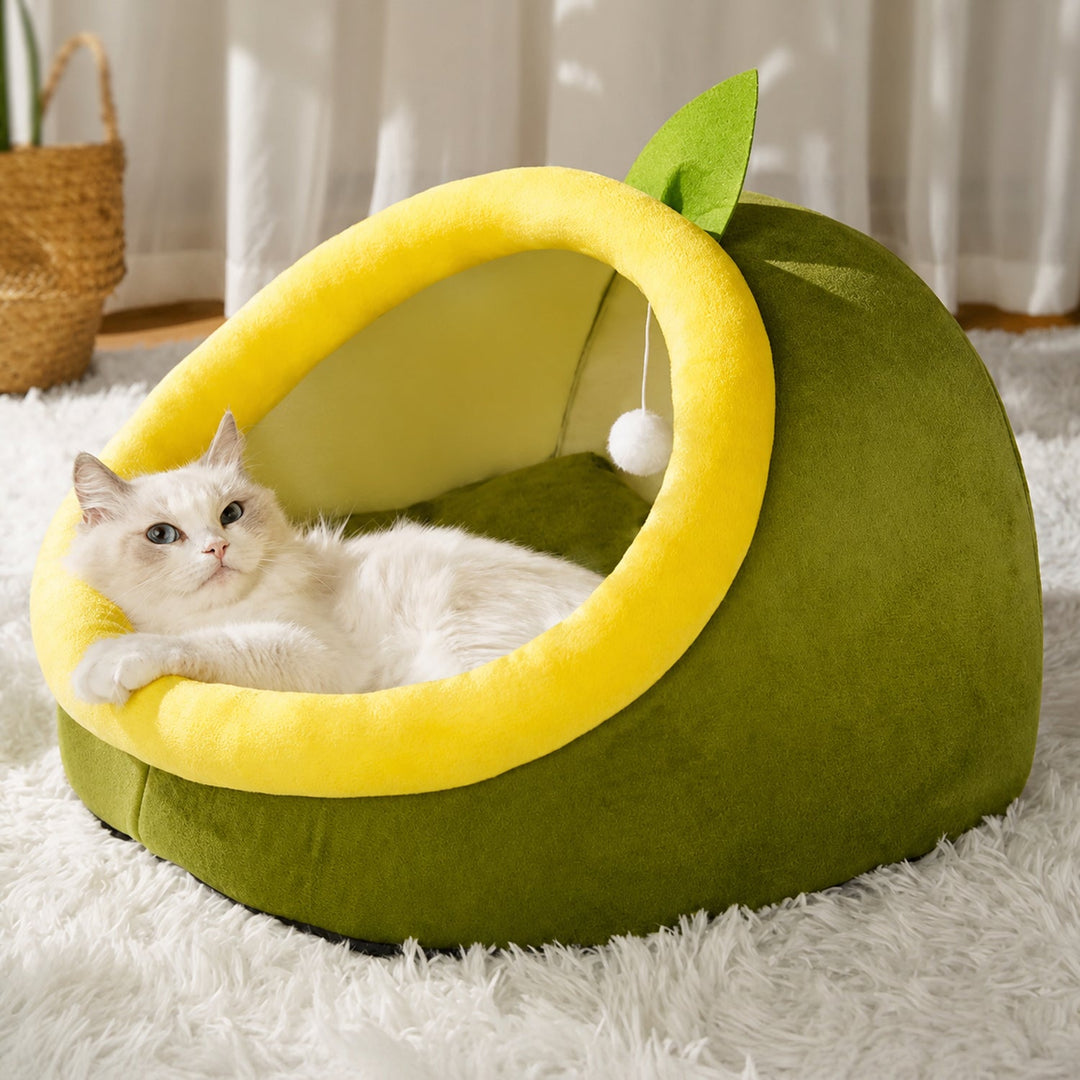 Dog Bed & Cat Bed | Avocado House | Soft Plush Hideaway with a Non-Slip Base