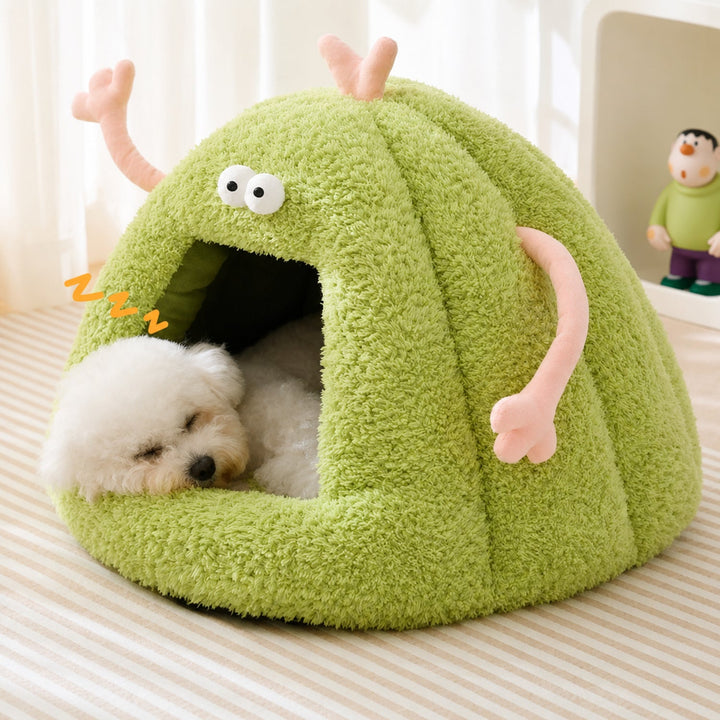 Dog Bed & Cat Bed | Silly Monster House | Soft Plush, Removable Cushion & Non-Slip Base