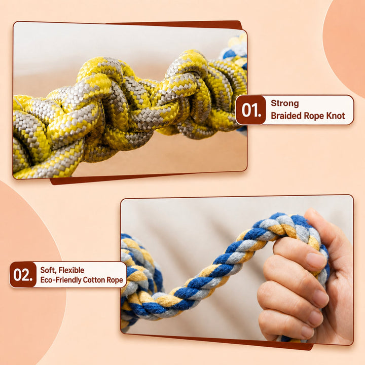 Knotted Tug Rope Dog Toy | Woven Rope | Interactive Chew Play
