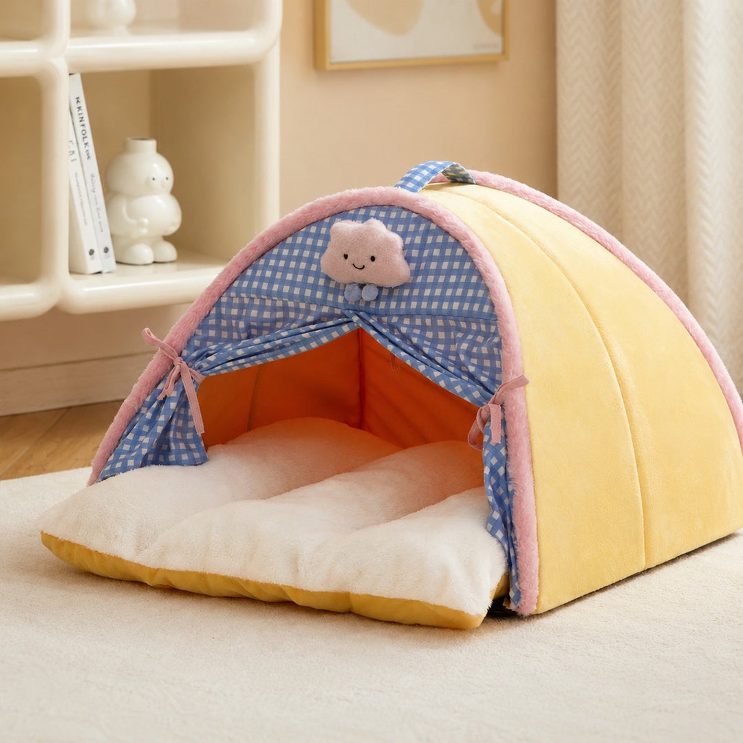 Dog Bed & Cat Bed | Indoor Pet Tent | Soft Plush, Fleece Lining & Non-Slip Base