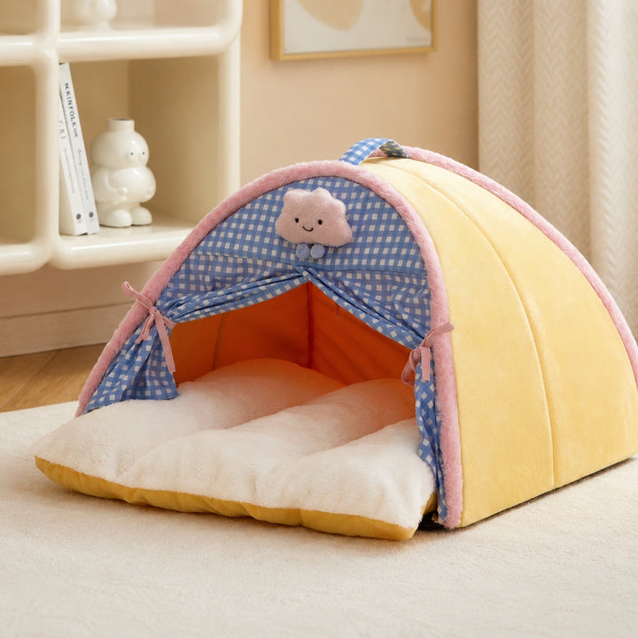 Dog Bed & Cat Bed | Indoor Pet Tent | Soft Plush, Fleece Lining & Non-Slip Base