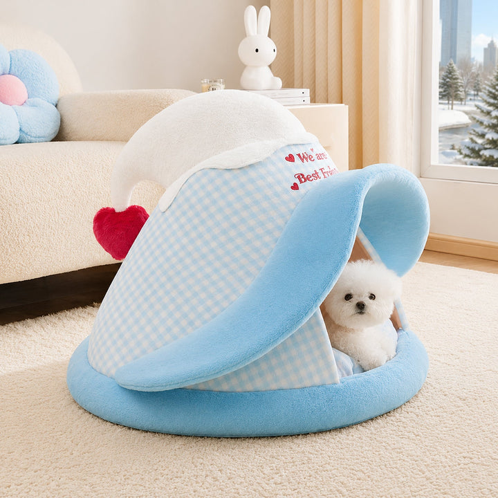 Dog Bed & Cat Bed | Witch Hat House | Soft Plush Hideaway with a Non-Slip Base