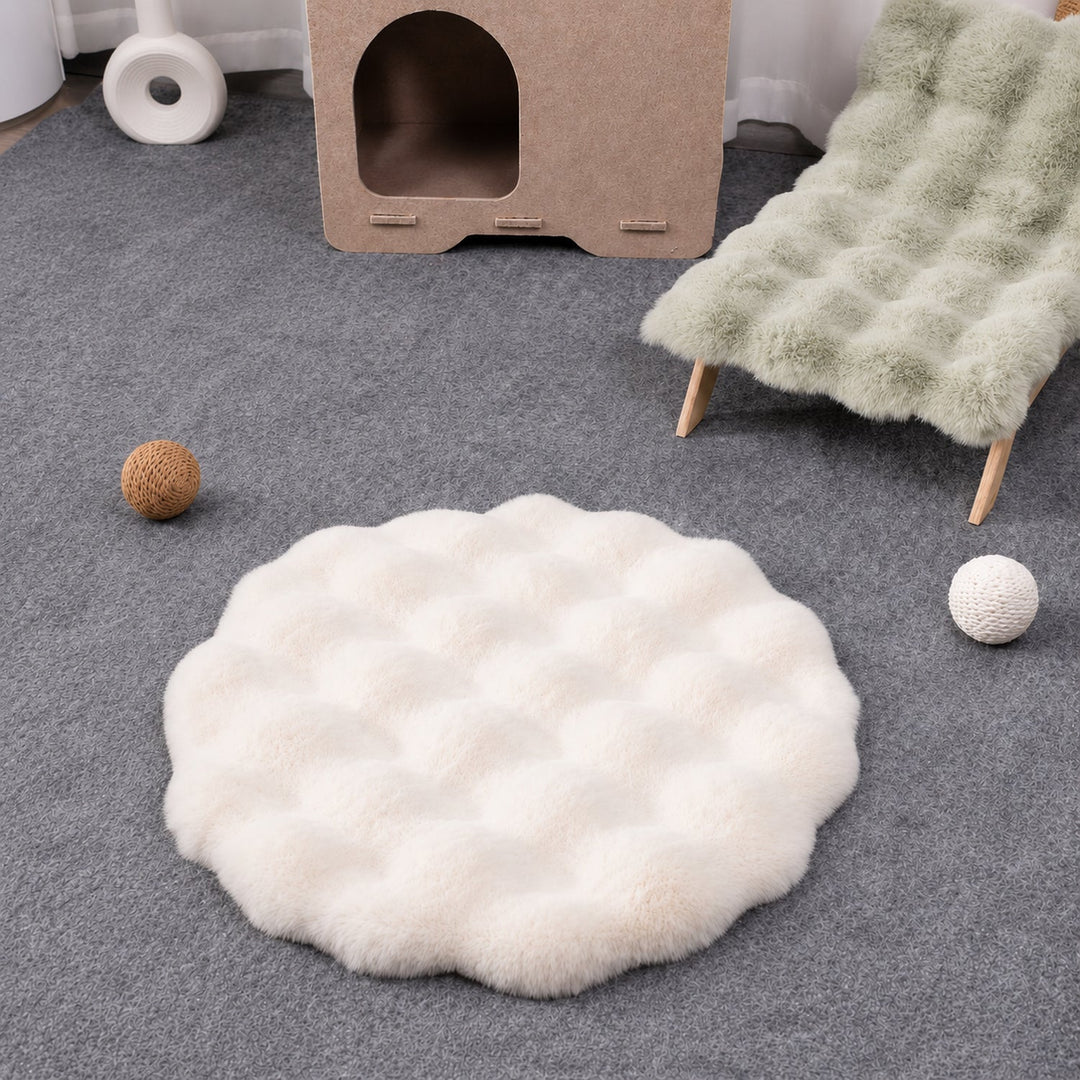 Washable Dog Bed & Cat Bed | Flower Pet Mat | Thick Plush & Non-Slip Base
