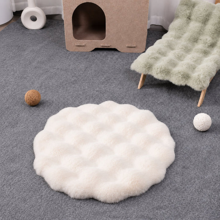 Washable Dog Bed & Cat Bed | Flower Pet Mat | Thick Plush & Non-Slip Base