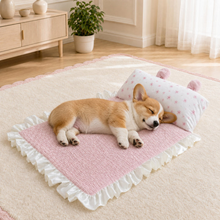Bunny Ear Pet Cooling Mat | Breathable Cotton Blend | Washable