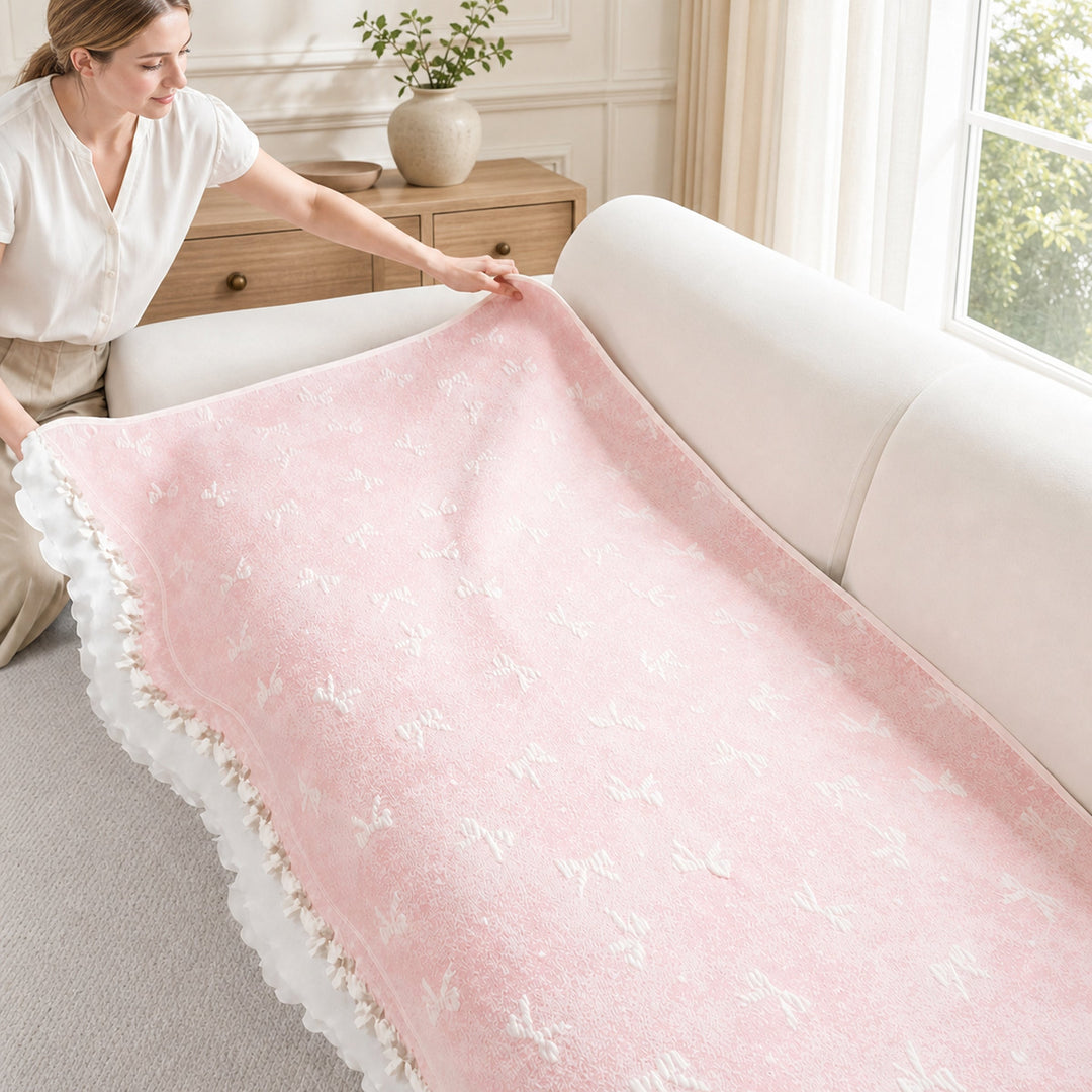 Cooling Lace Sofa Cover | Breathable Pet Protector | Washable Summer Design