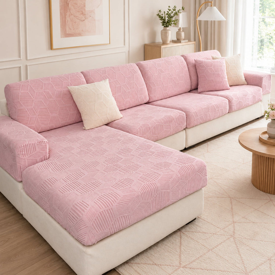 Honeycomb Stretch Sofa Protector | Water-Resistant Full-Coverage Cushion Cover