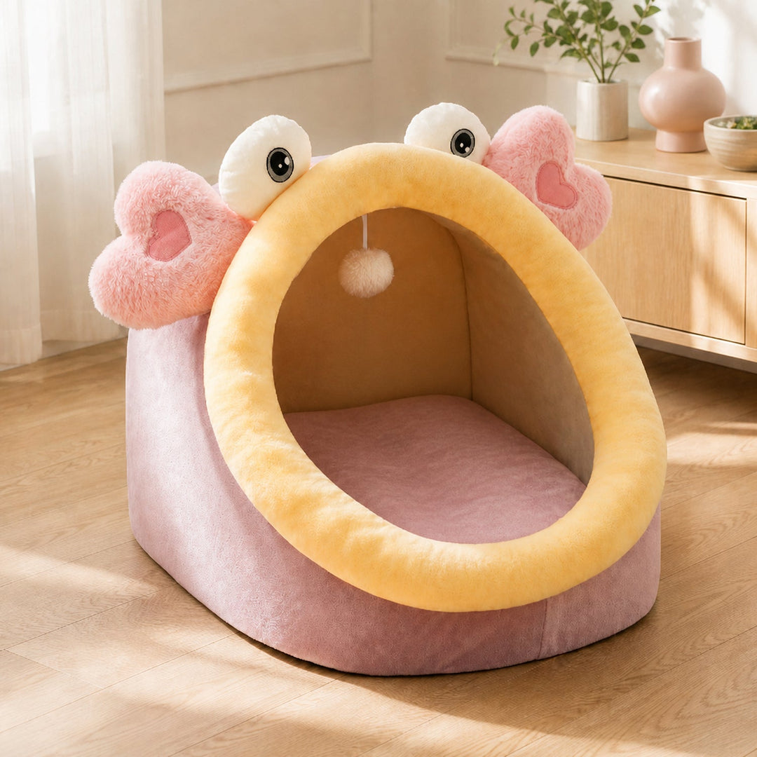 Dog Bed & Cat Bed | Monster Fish House | Soft Washable Plush & Sheltered Sleeping Space