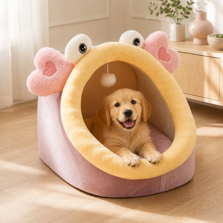 Dog Bed & Cat Bed | Monster Fish House | Soft Washable Plush & Sheltered Sleeping Space