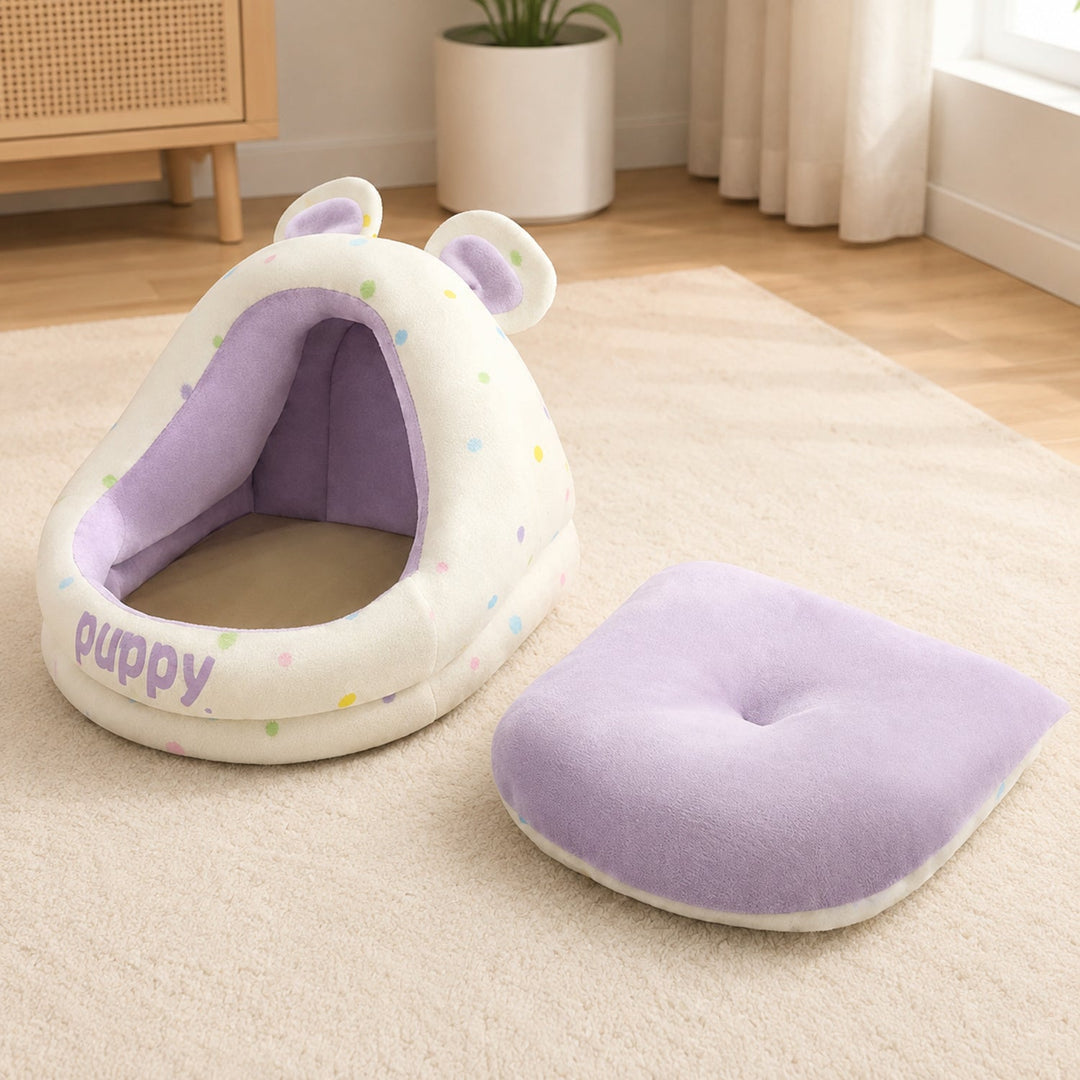 Dog Bed & Cat Bed | Puppy Pod House | Soft Plush & Removable Washable Cushion