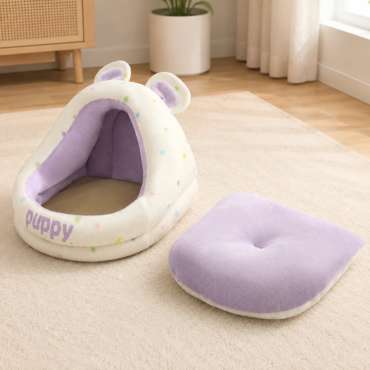 Dog Bed & Cat Bed | Puppy Pod House | Soft Plush & Removable Washable Cushion