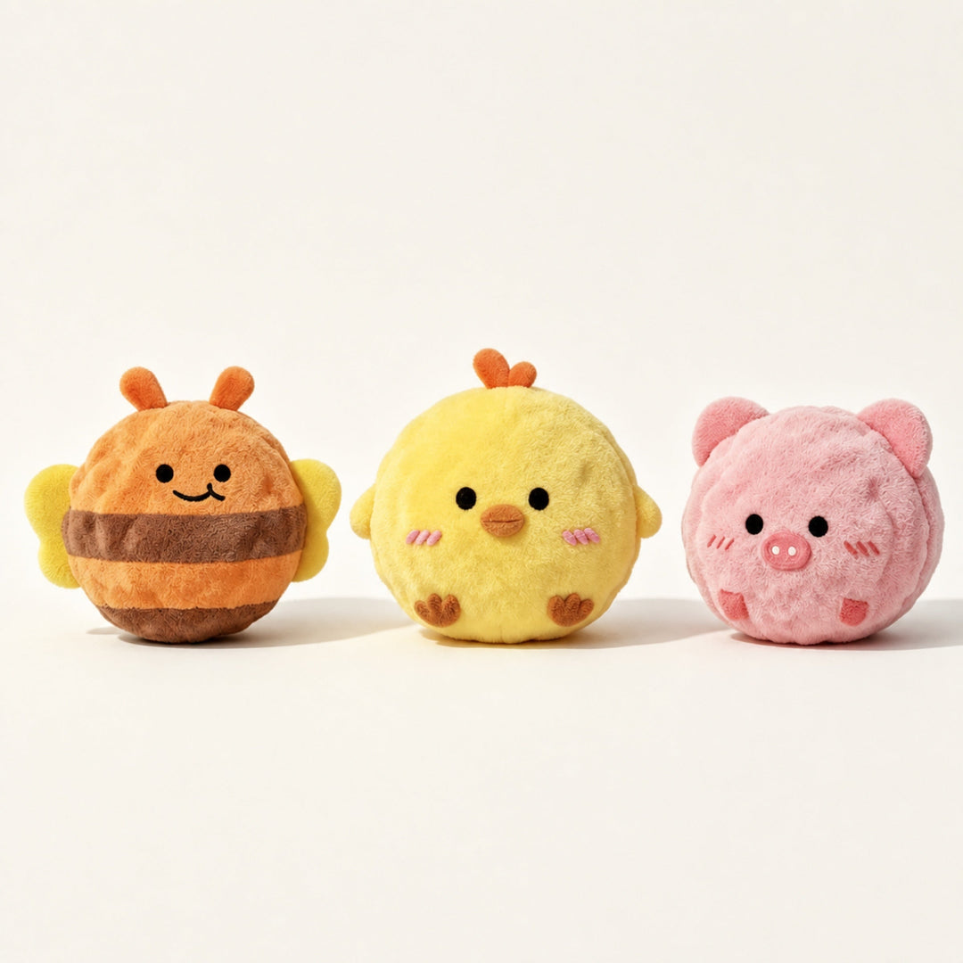 Farm Friends Squeaky Dog Toy Set | Washable Plush Teething Balls