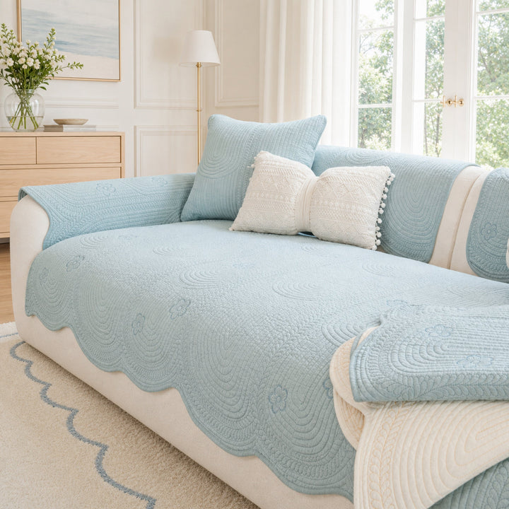 Floral Cotton Sofa Cover | Breathable Anti-Slip All-Season | Sofa Protector