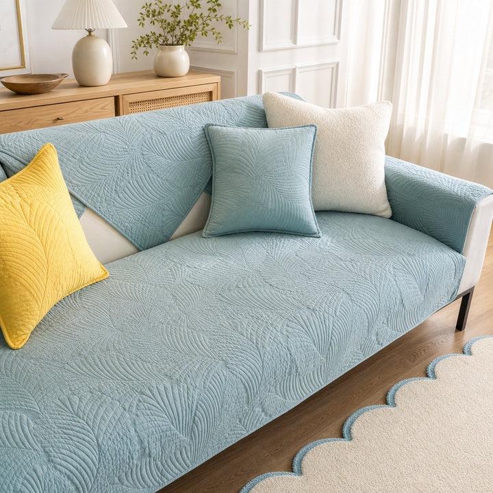 Leaf Cotton Sofa Protector | Scratch-Resistant Non-Slip Washable Cover