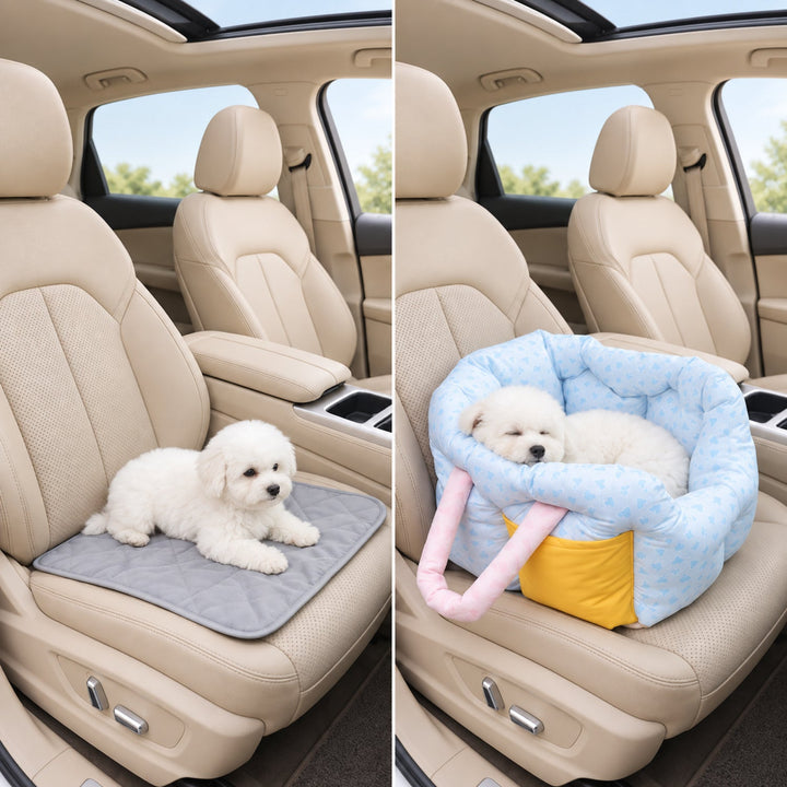 Dog Car Seat & Cat Carrier Bag | Soft Padded Travel Bed with Carry Handles