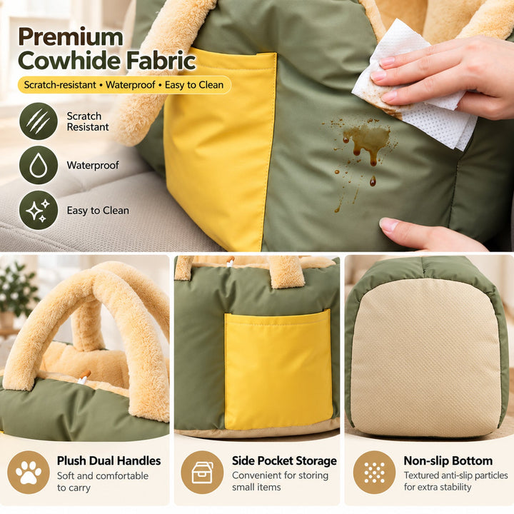 Dog Car Seat & Cat Carrier Bag | Soft Padded Travel Bed with Carry Handles
