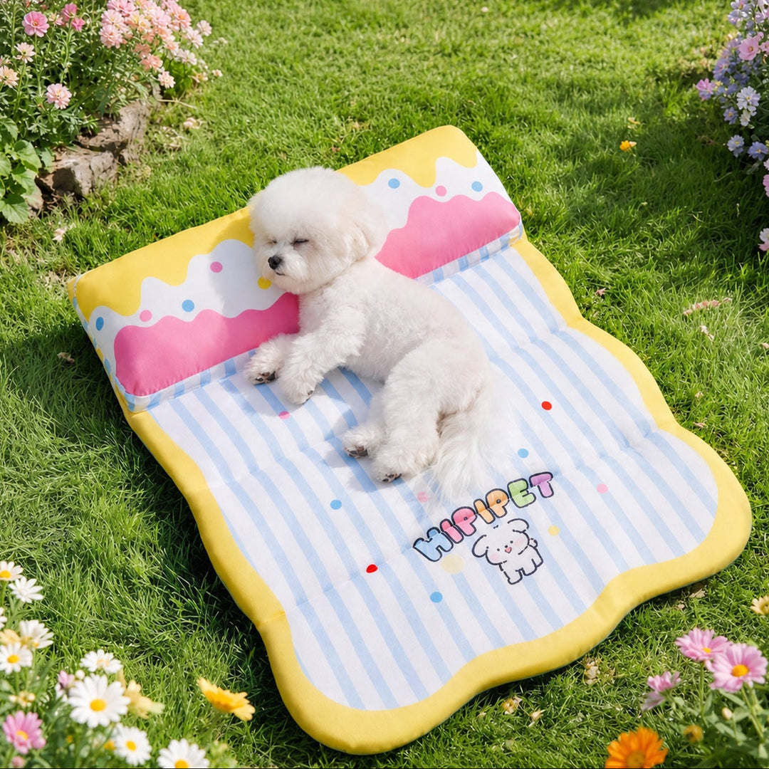Dog Bed & Cat Bed | Foldable Cooling Pet Mat | Waterproof Twill & Support Pillow