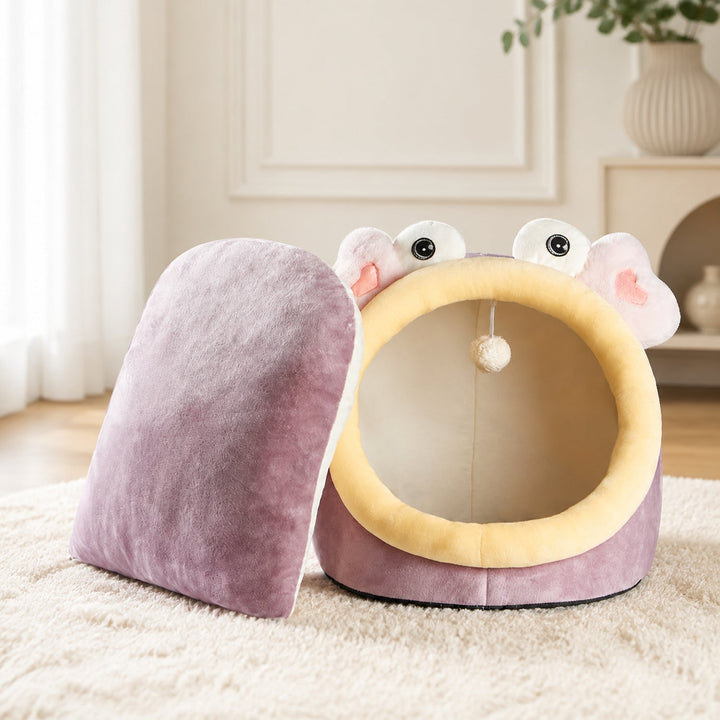 Dog Bed & Cat Bed | Monster Fish House | Soft Washable Plush & Sheltered Sleeping Space