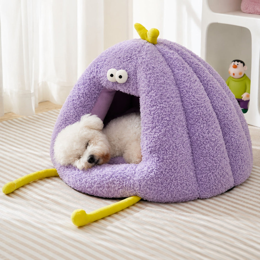 Dog Bed & Cat Bed | Silly Monster House | Soft Plush, Removable Cushion & Non-Slip Base