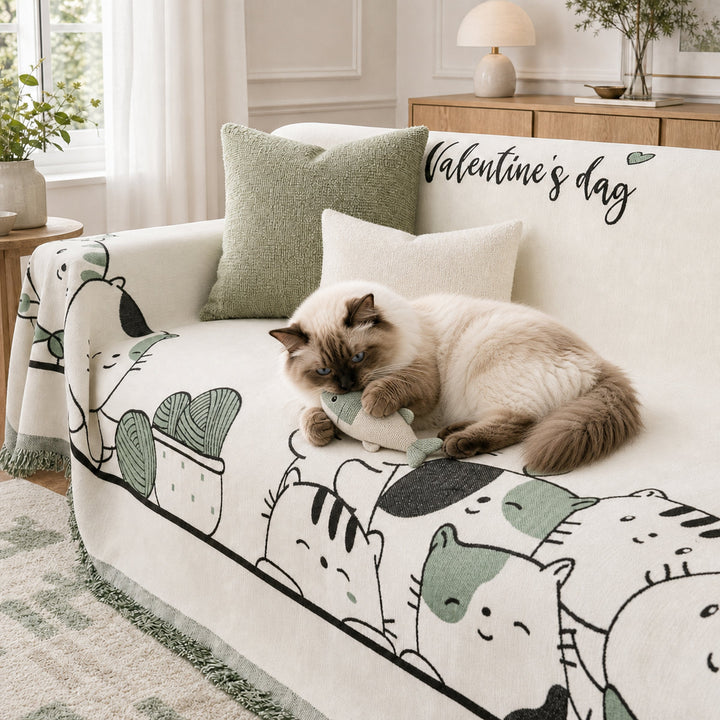 Cosy Cat Sofa Throw | Thick Chenille Anti-Scratch | Machine-Washable
