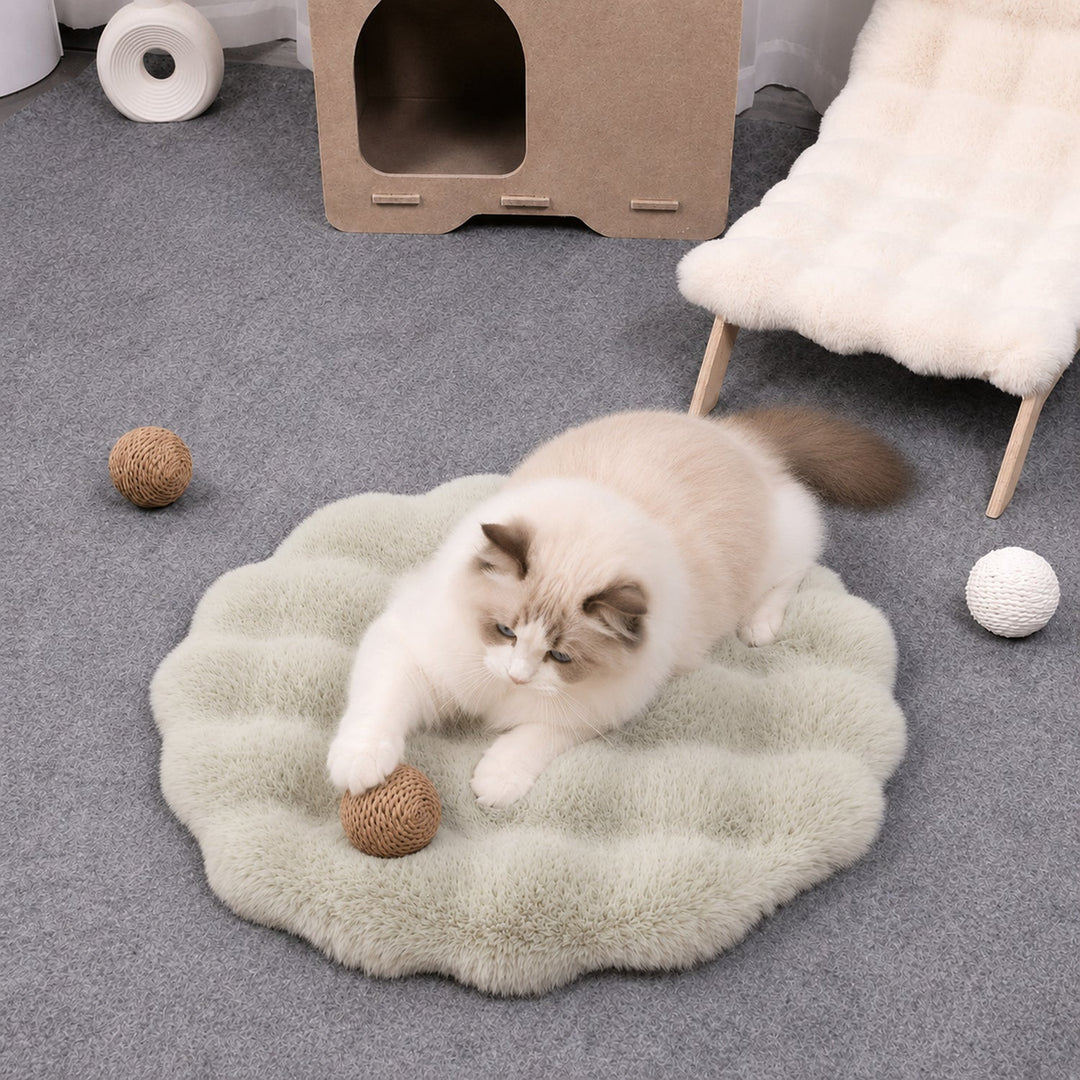 Washable Dog Bed & Cat Bed | Flower Pet Mat | Thick Plush & Non-Slip Base