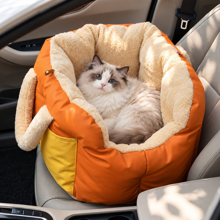 Dog Car Seat & Cat Carrier Bag | Soft Padded Travel Bed with Carry Handles