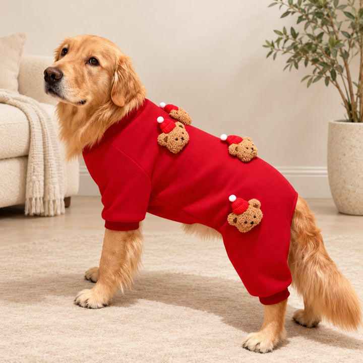 Teddy Bear Large Dog Jumpsuit | Cotton Full-Body Autumn & Winter Outfit