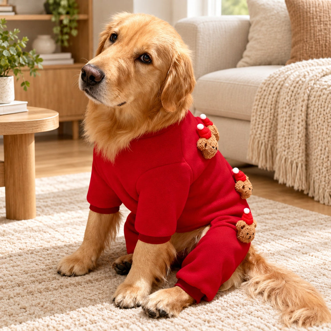 Teddy Bear Large Dog Jumpsuit | Cotton Full-Body Autumn & Winter Outfit