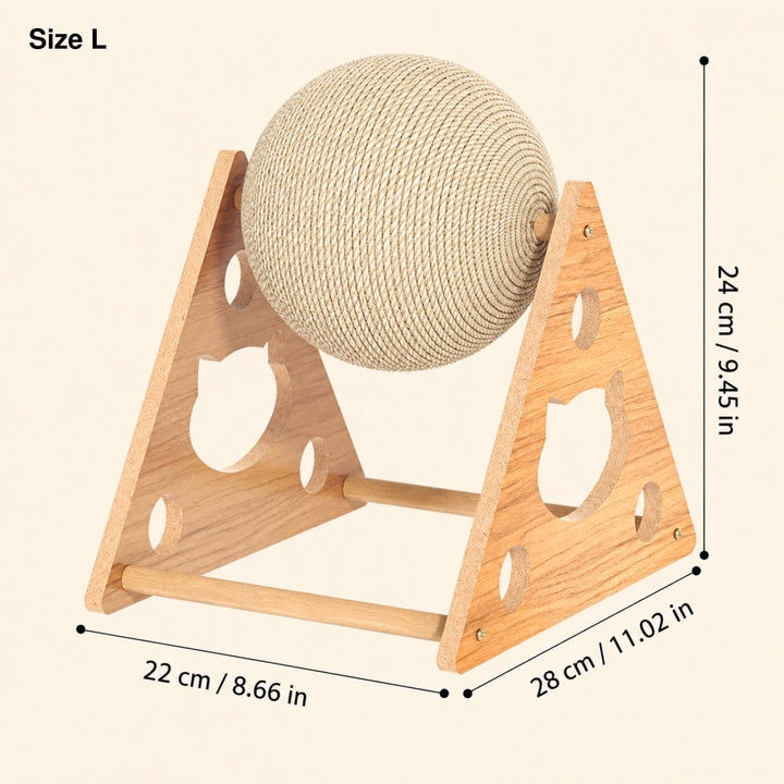Rolling Ball Cat Scratcher | Interactive Exercise Toy | Stable Wooden Frame