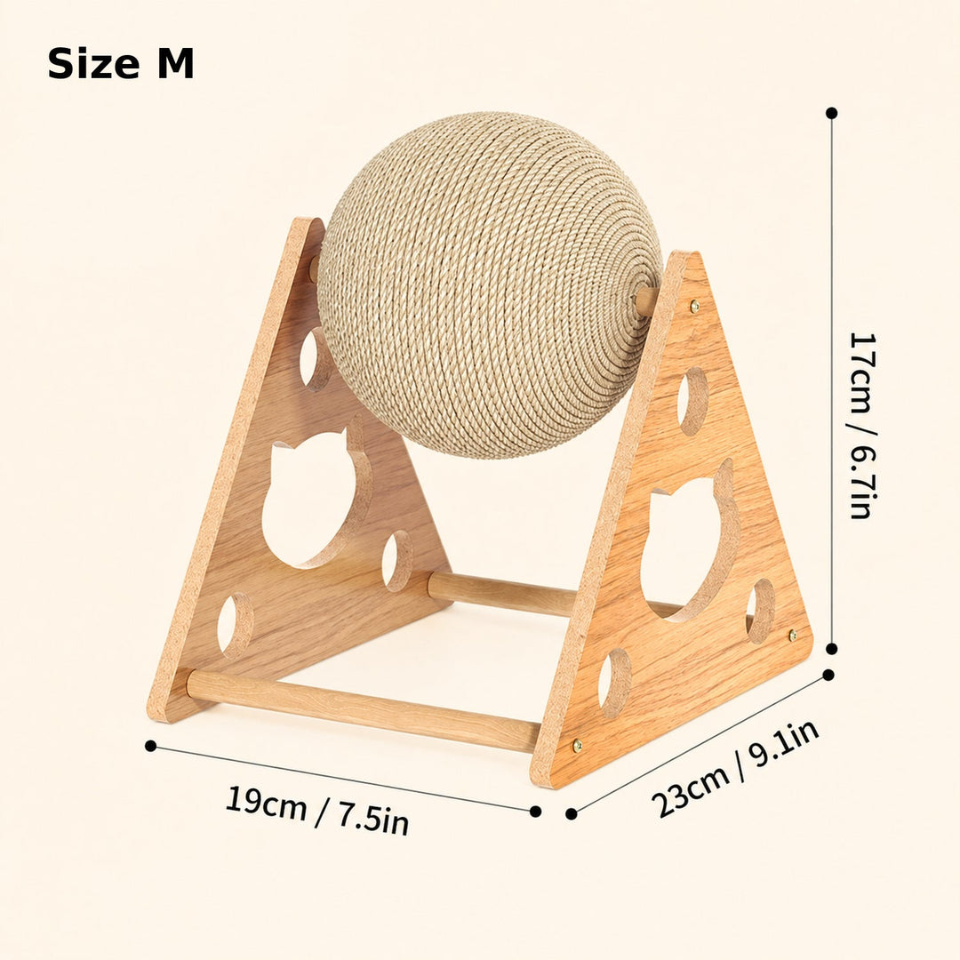 Rolling Ball Cat Scratcher | Interactive Exercise Toy | Stable Wooden Frame