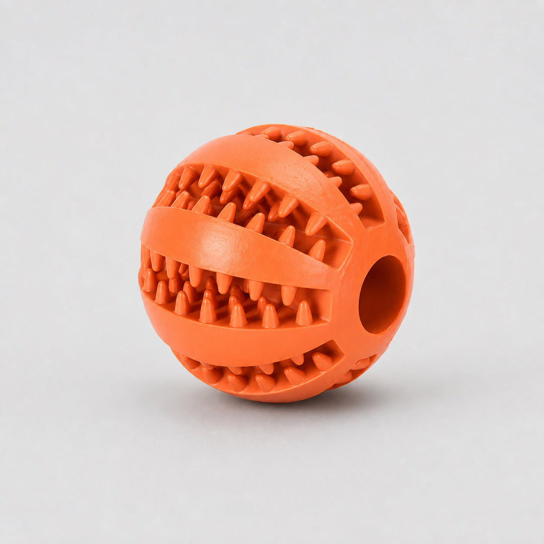 Rubber Dog Chew Ball | Dental Cleaning Treat Toy | Interactive Toy for Aggressive Chewers