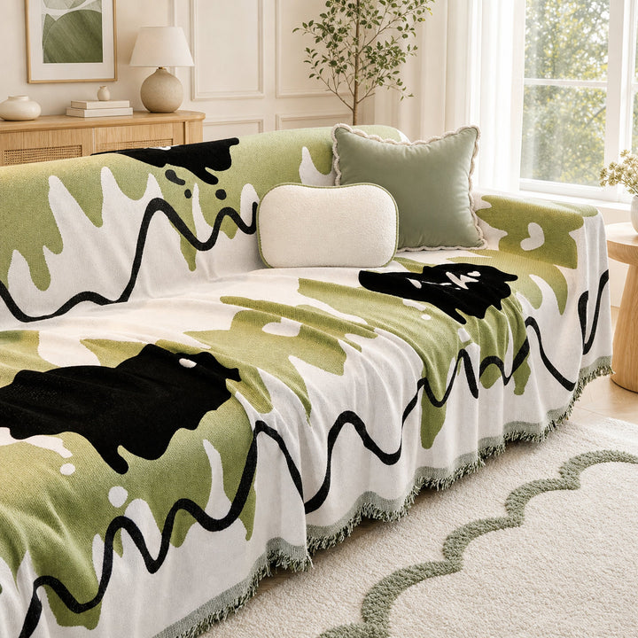Wavy Chenille Sofa Throw | Scratch-Resistant Pet-Friendly | Sofa Cover