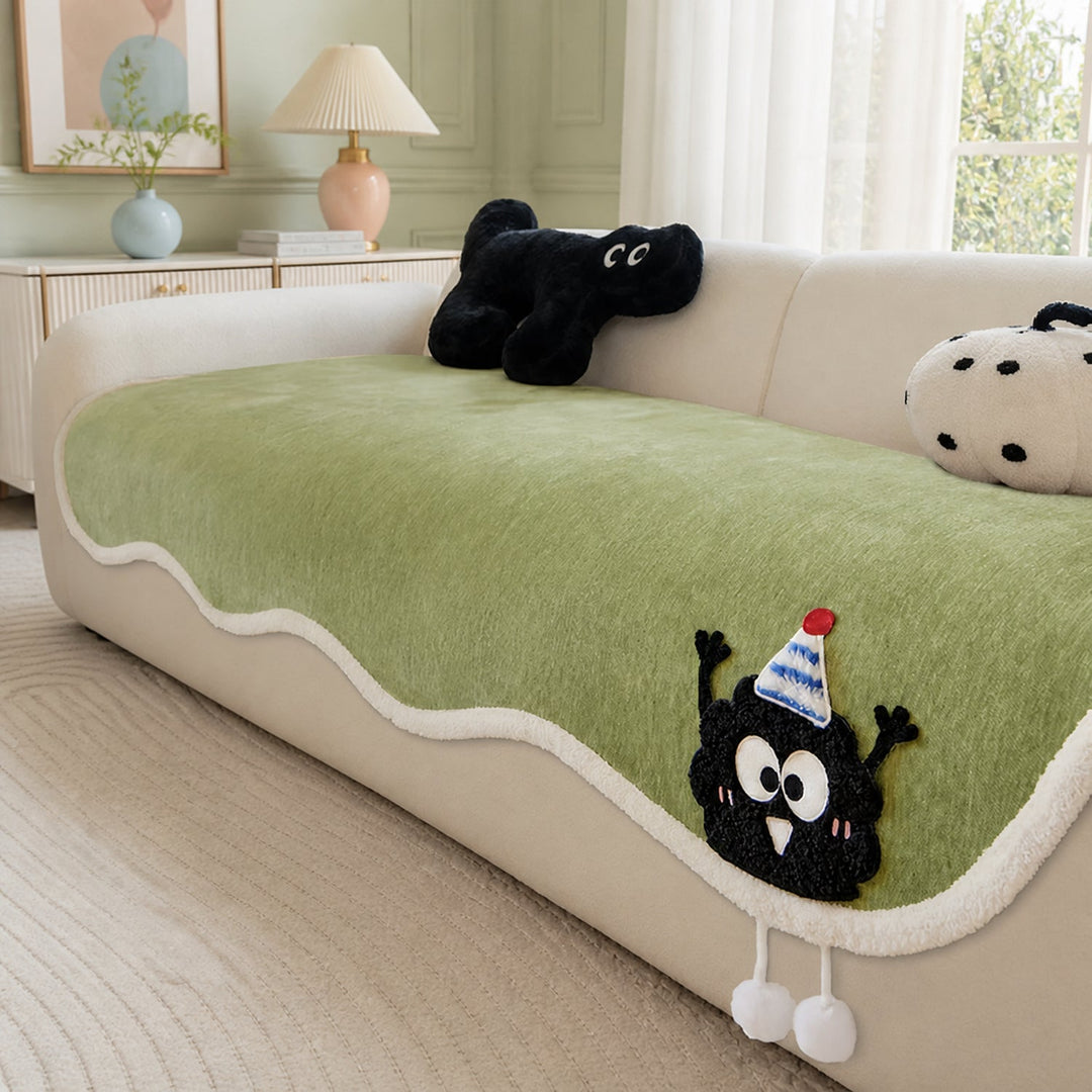 Winter Cheeky Monster Plush Sofa Cover | Warm Non-Slip Washable