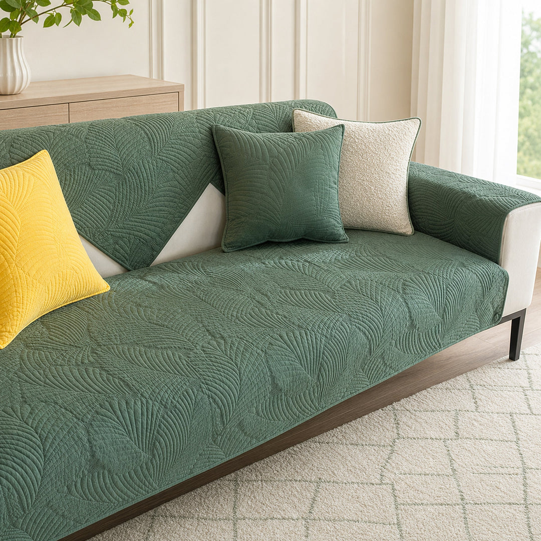 Leaf Cotton Sofa Protector | Scratch-Resistant Non-Slip Washable Cover