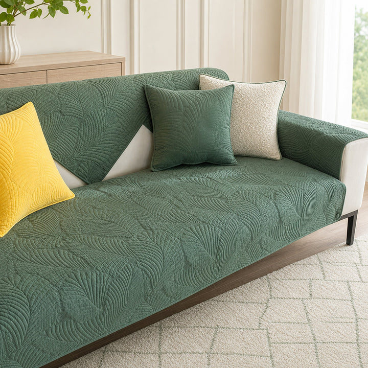 Leaf Cotton Sofa Protector | Scratch-Resistant Non-Slip Washable Cover