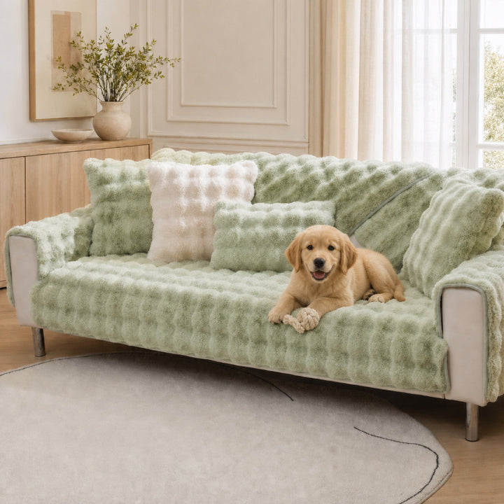 Plush Sofa Cover | Non-Slip Washable Furniture Protector