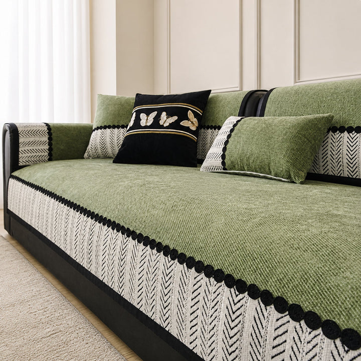 Herringbone Sofa Protector | Chenille Non-Slip All-Season Cover