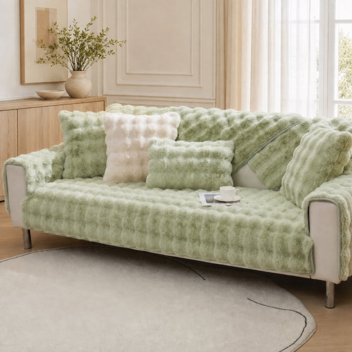 Plush Sofa Cover | Non-Slip Washable Furniture Protector