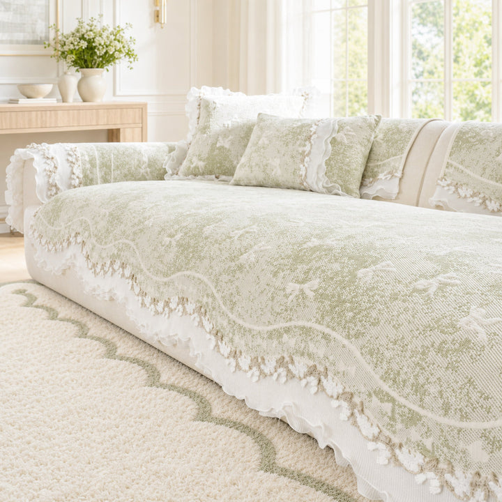 Cooling Lace Sofa Cover | Breathable Pet Protector | Washable Summer Design