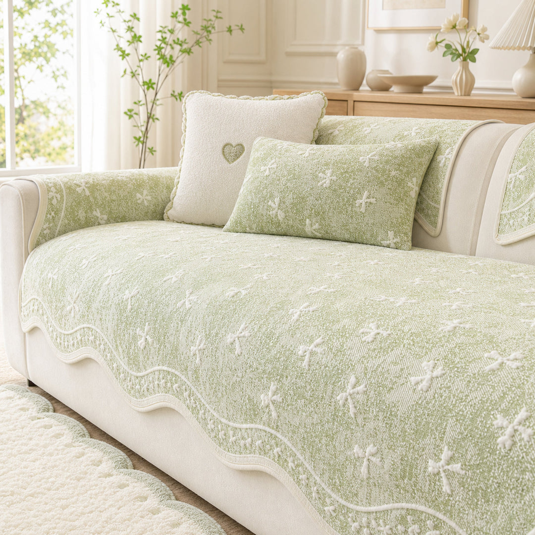 Cooling Lace Sofa Cover | Breathable Pet Protector | Washable Summer Design