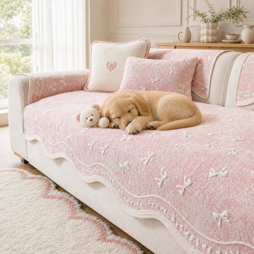 Cooling Lace Sofa Cover | Breathable Pet Protector | Washable Summer Design
