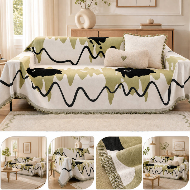 Wavy Chenille Sofa Throw | Scratch-Resistant Pet-Friendly | Sofa Cover