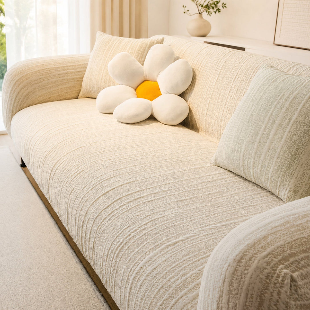 Striped Stretch Sofa Protector | Full-Coverage Anti-Scratch Machine-Washable Cover