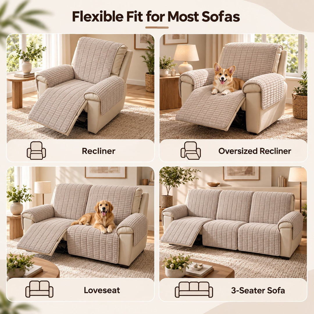 Furry Plush Sofa Protector | Soft Non-Slip Machine-Washable Cover for Pet Homes