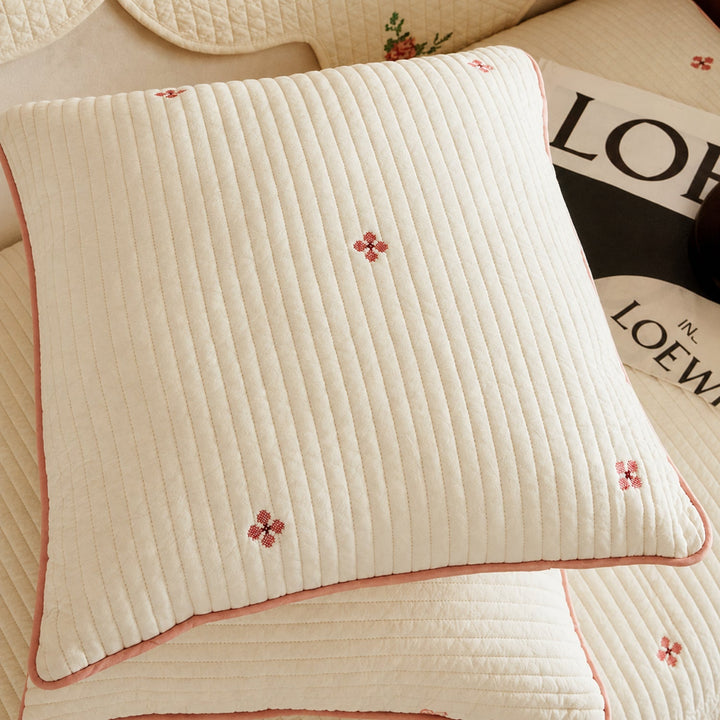 Little Rose Quilted Sofa Cover | Floral Cotton | Non-Slip & Machine Washable