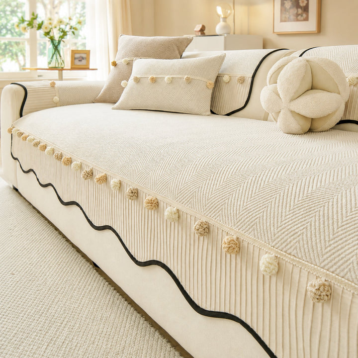 Bobble Weave Chenille Sofa Cover | Non-Slip & Machine Washable