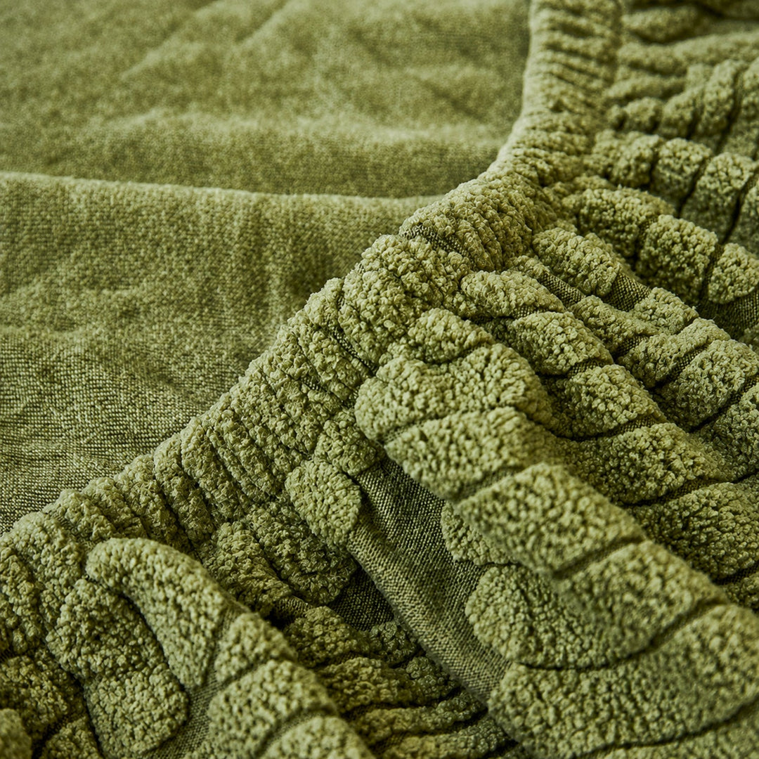 Modern Leaf Jacquard Sofa Cover | Waterproof Stretch Full Wrap | Anti-Scratch Protector