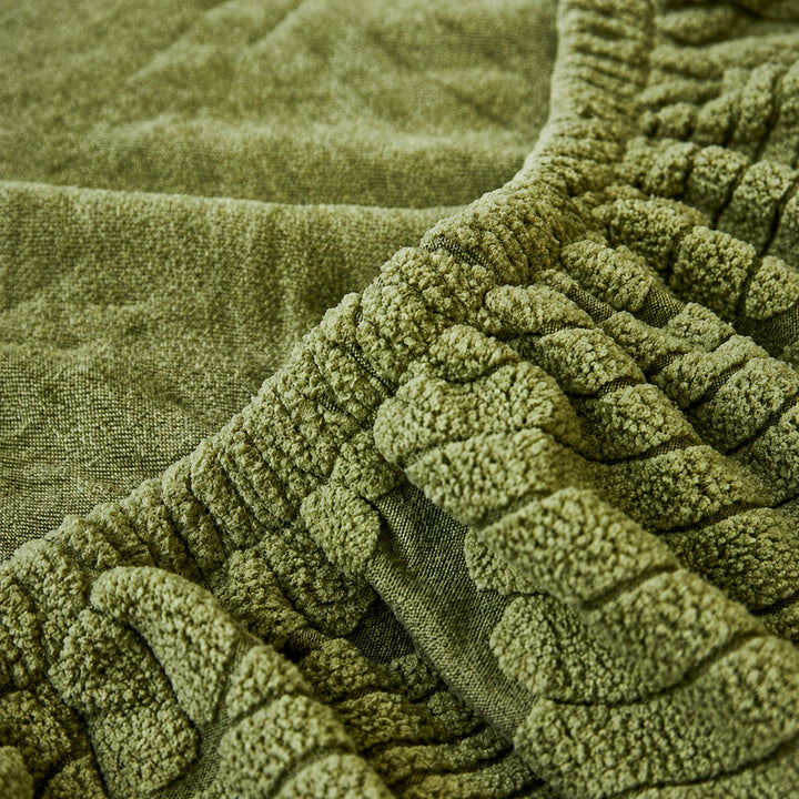 Modern Leaf Jacquard Sofa Cover | Waterproof Stretch Full Wrap | Anti-Scratch Protector
