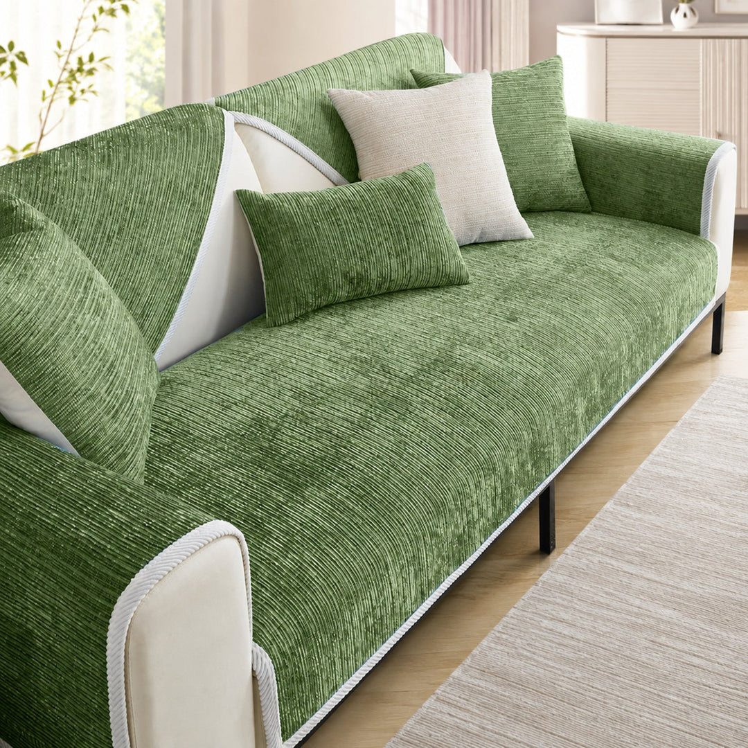 Striped Chenille Sofa Cover | Anti-Scratch & Non-Slip | Pet Proof | Machine Washable